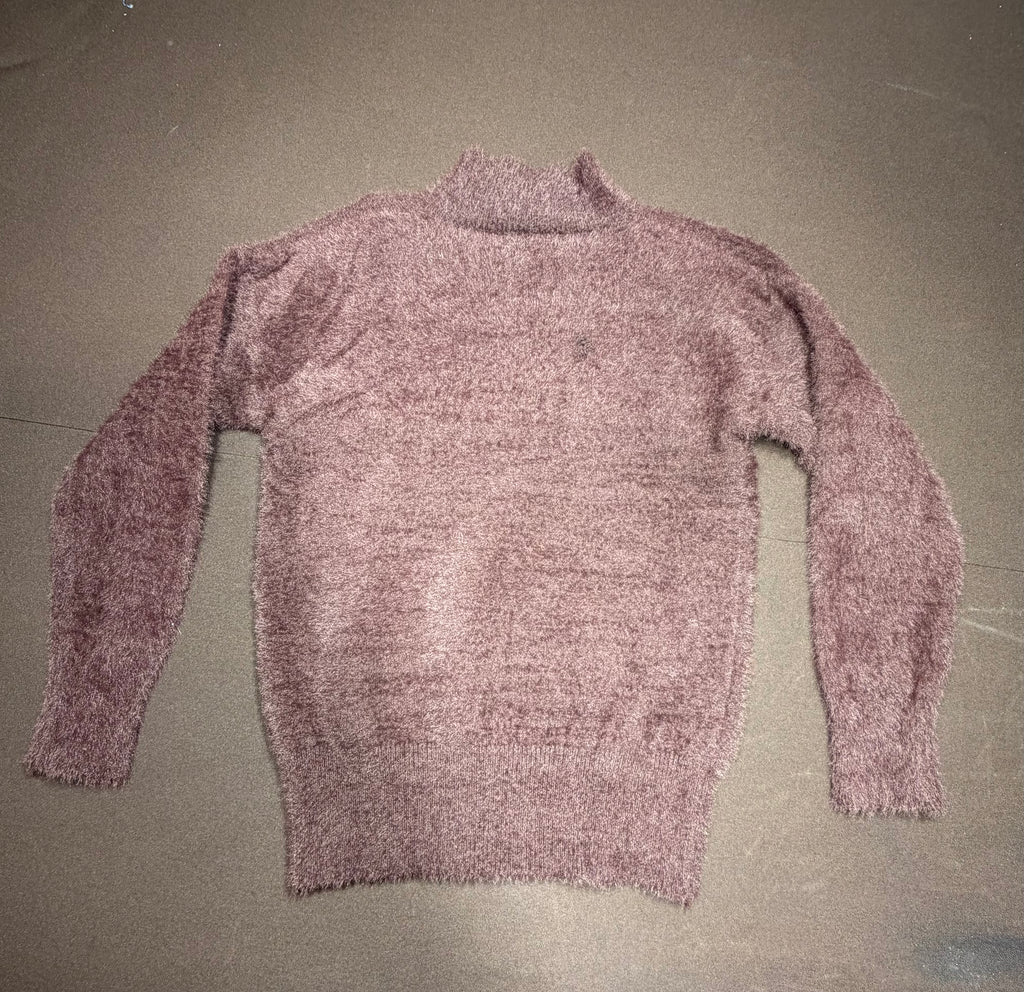Mauve Fuzzy Mock Neck Sweater
