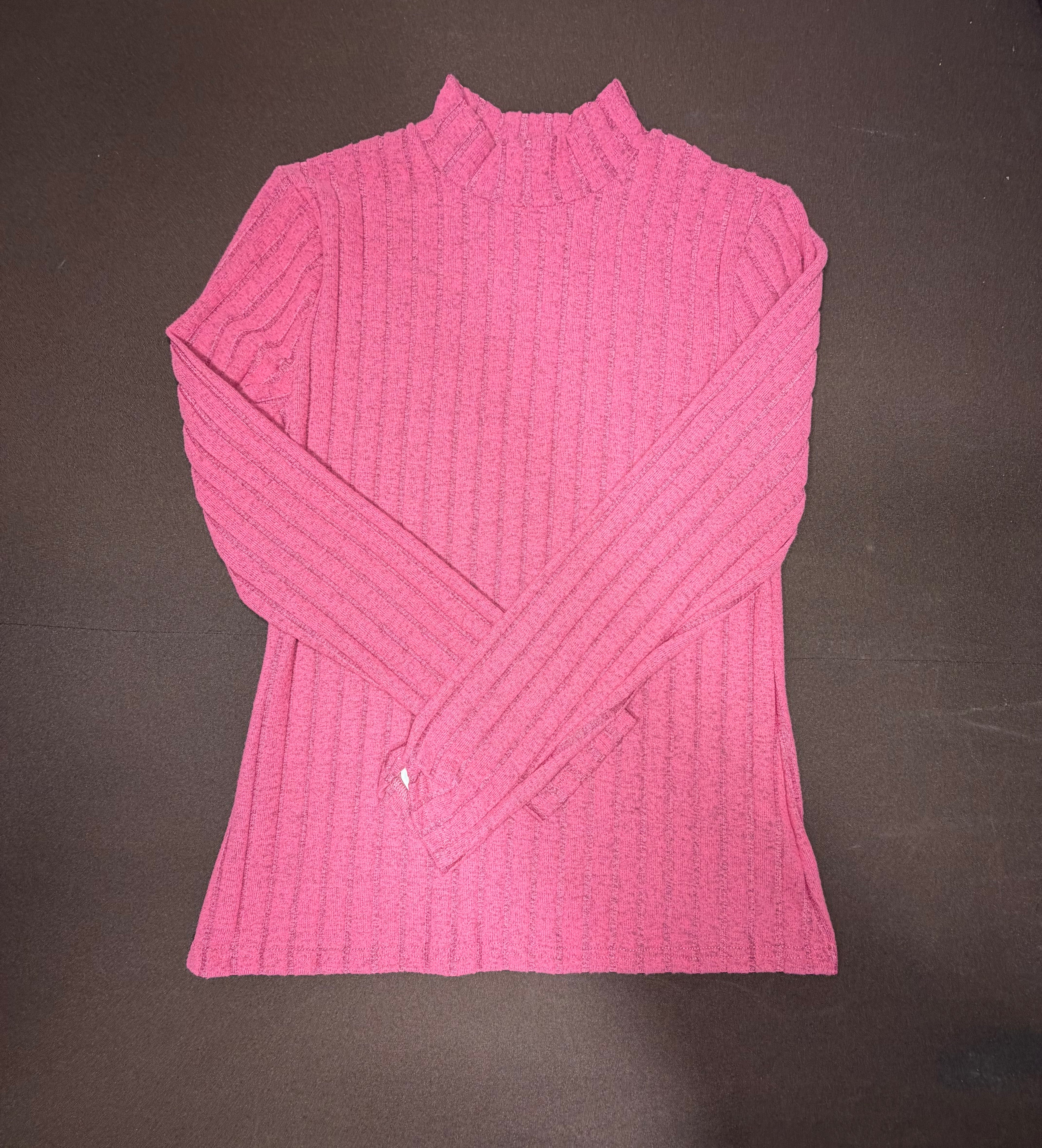 Soft-Pink Ribbed Turtleneck Sweater