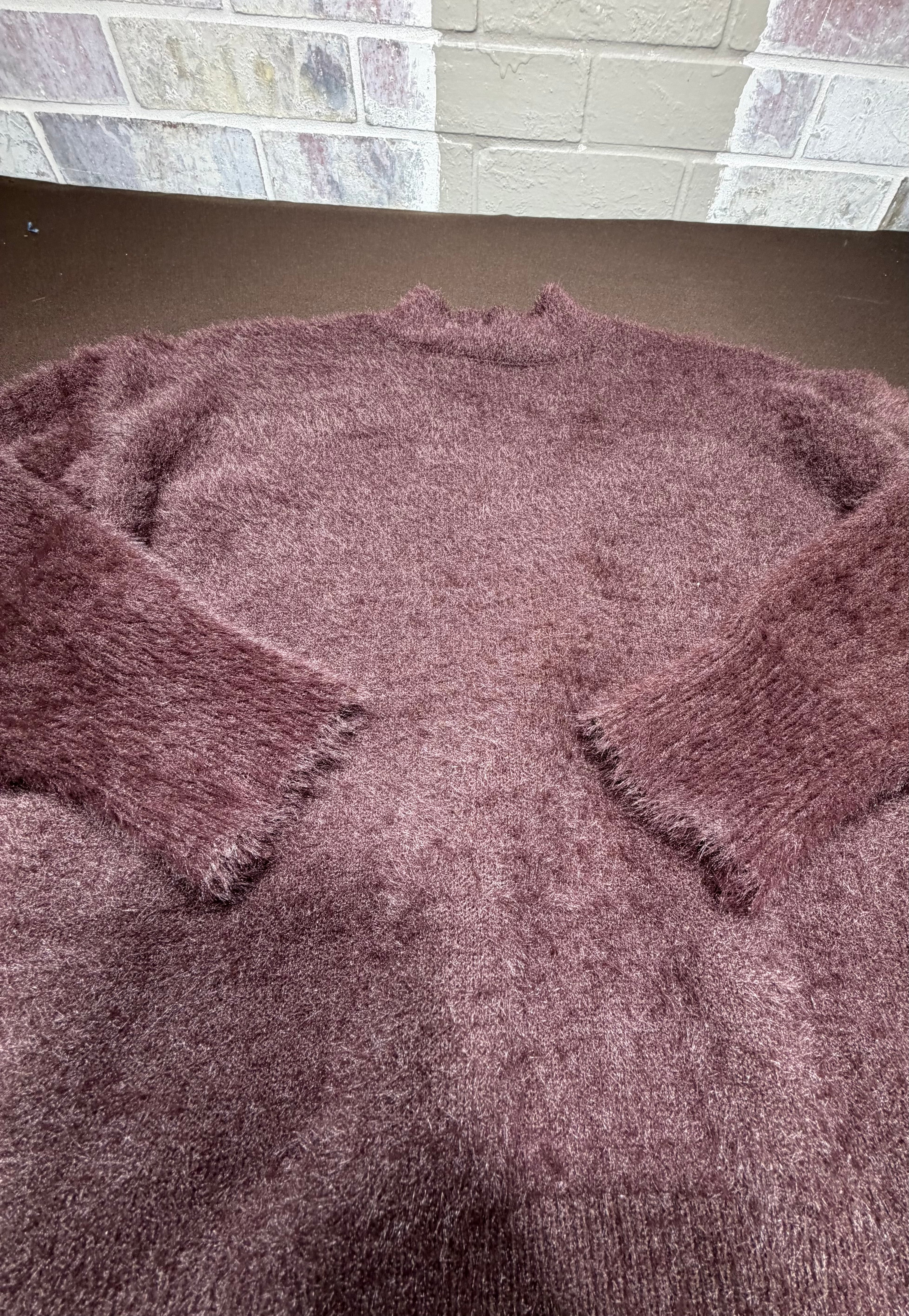 Mauve Fuzzy Mock Neck Sweater