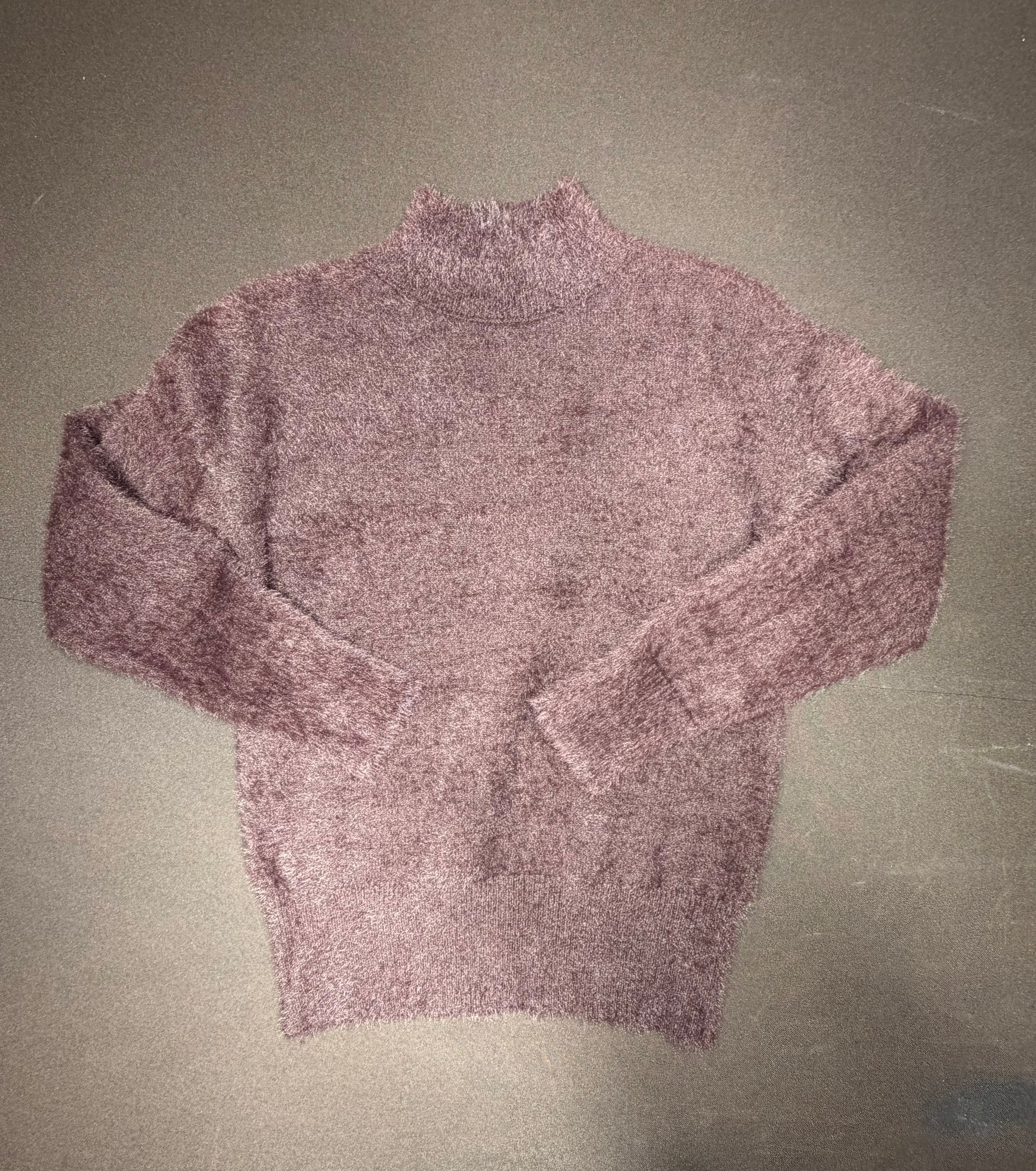 Mauve Fuzzy Mock Neck Sweater