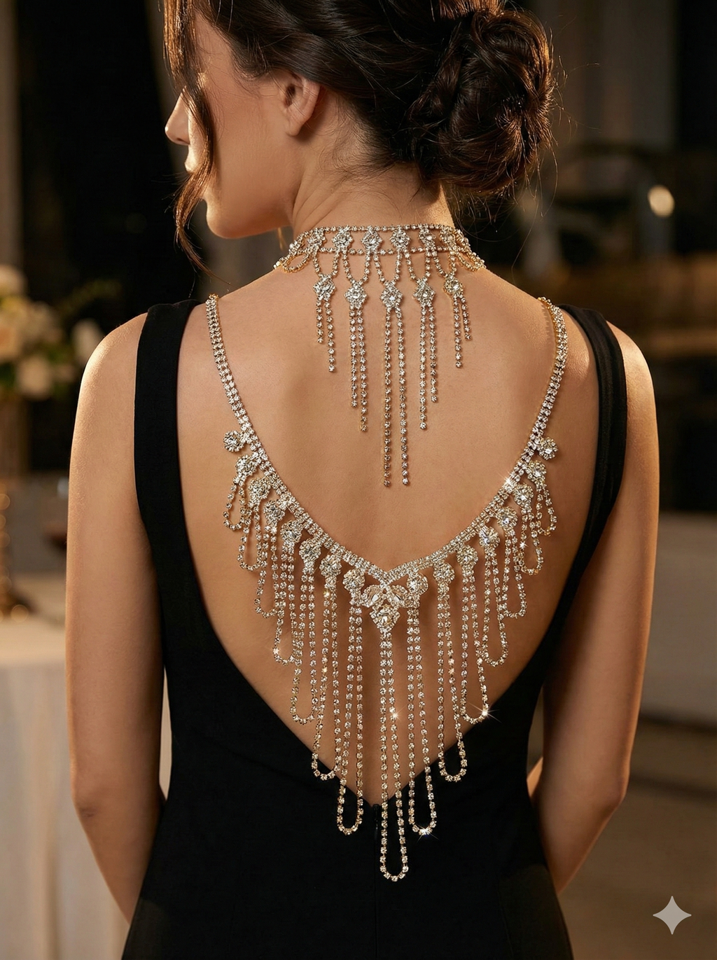 Rhinestone Back Necklace