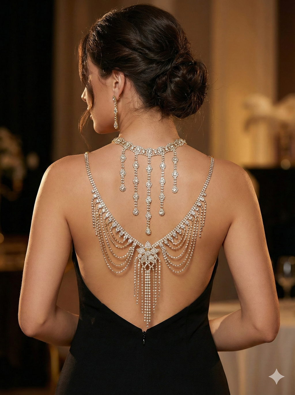 Rhinestone Back Necklace