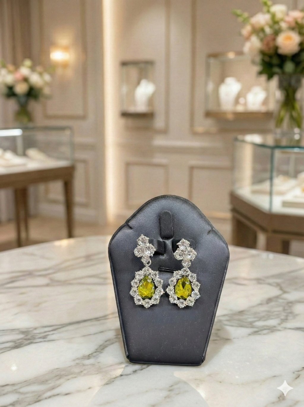 Silver-Toned Cubic Zirconia Necklace with Yellow & Clear Stones